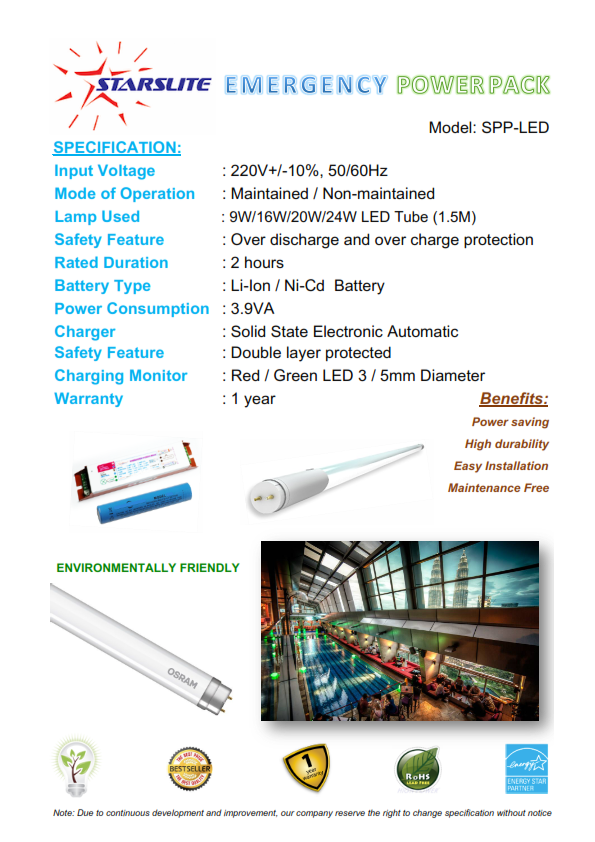 STARSLITE EMERGENCY POWER PACK for LED Tube 1.5M 001